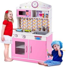 Kids Play Kitchen Wooden Kitchen Cooking Pretend Play Toy Set SEE DESC