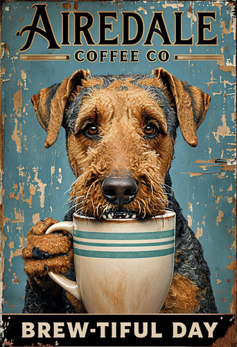 Airedale coffee metal sign - co,