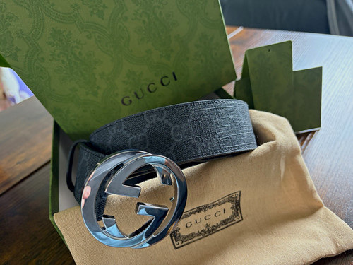 Gucci monogram leather belt - gucci,