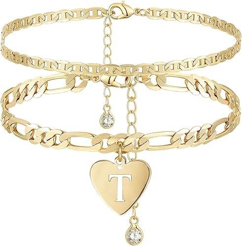 14k gold initial - 14k, ankle