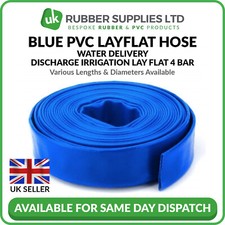 Blue PVC Layflat Hose Water Discharge Pump Delivery 4 BAR 1" 11/4" 1 1/2" 2" 3"