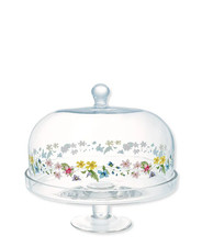 Glass Cake Dome by Greengate with painted flowers on glass, NEW RRP £70