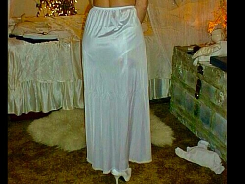 White silky with lace trimmed - with,
