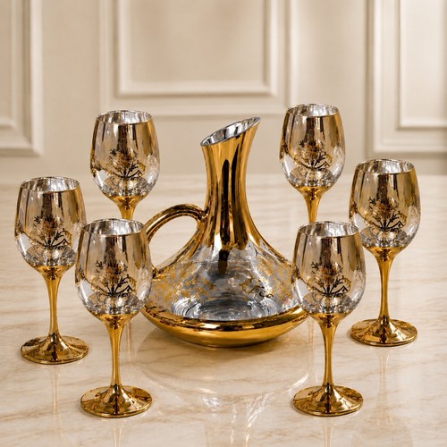 Diamonds gold glass decanter - glass,