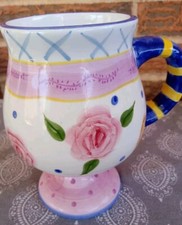 Ganz Novelty Coffee Mug. Roses On Pedestal Base. Pre-owned 5.75" Tall
