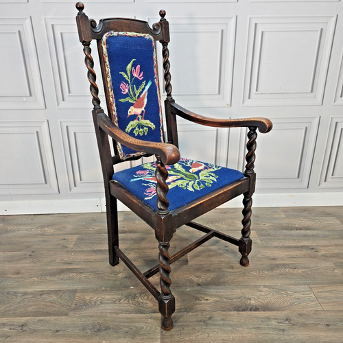 Antique oak wooden armchair - antique,