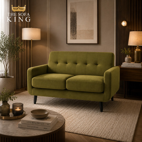 Olive green velvet sofa - velvet,