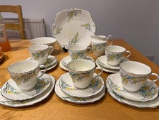 Royal Stafford Mimosa China Vintage 21 Piece Tea Set 1950's tea cups saucers sid