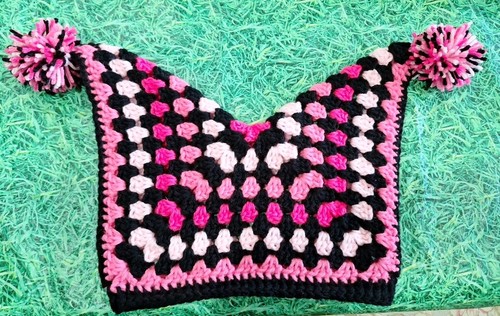 Crochet jester hat pink - crochet,