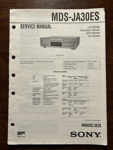 Sony mds ja30es - mds-ja30es, md
