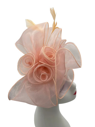 Womens mesh net flower feather - mesh,