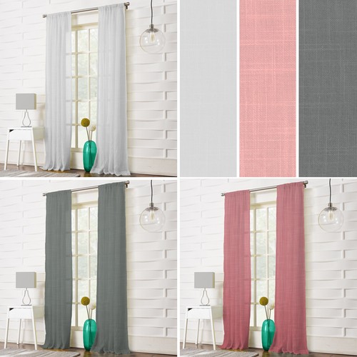 Textured voile curtain panels - textured,