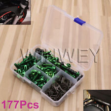 HQ Green Motorcycle Aluminum Fairing Bolt Kit Bodywork Screws Spire Spring Nuts
