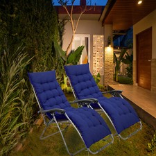 Padded Sun Lounger Set of 2X Chairs Outdoor Recliner Beach Balcony Backyard Pool