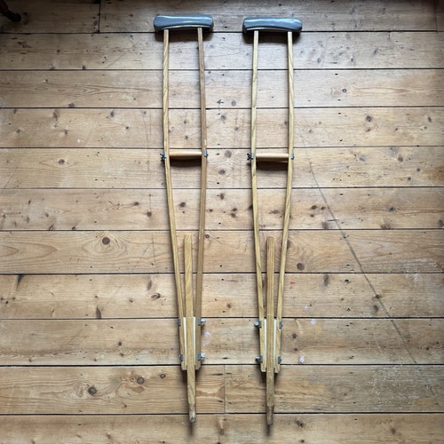 Vintage wooden crutches pair - vintage,