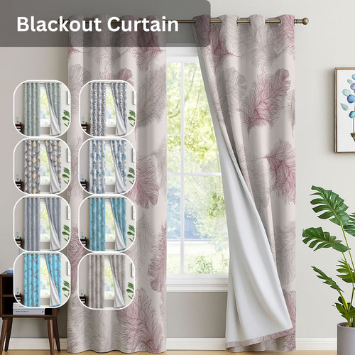 Floral blackout curtains pair - floral,