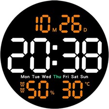 LED Large Digital Wall Clock Alarm Date Temperature Display with Remote Control