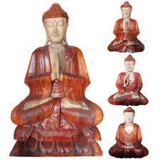 Large Buddha Temple Guardian Statue Ornament Hand Carved Thai Wooden Home Decor