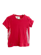 Vintage red adidas 3 stripe V-neck medium tshirt | SKU 1756