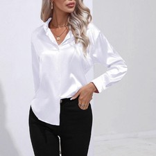 Womens Satin Silk Solid Shirt