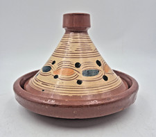 VINTAGE Rustic Handmade Terracotta Clay Moroccan Tajine Cooking Pot 