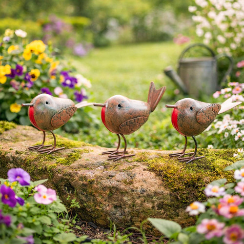 3pc robin garden ornaments - 3pc,