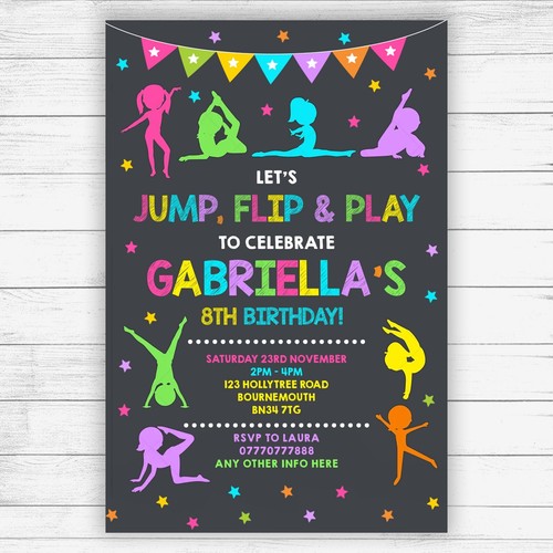 Gymnastics party invitations - gymnastics,