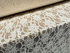 Corded Alencon Lace Fabric With Decorative Selvedge, Per Metre - Floral - Ivory