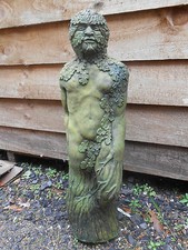 Green Man statue STONE garden ornament Jack in the Green 51cm/20"H + FREE GIFT!