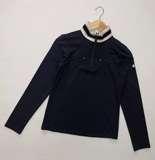 Poivre Blanc Women’s 1/4 Zip Ski Mid Layer Top Striped Collar Navy Sz Approx. XS