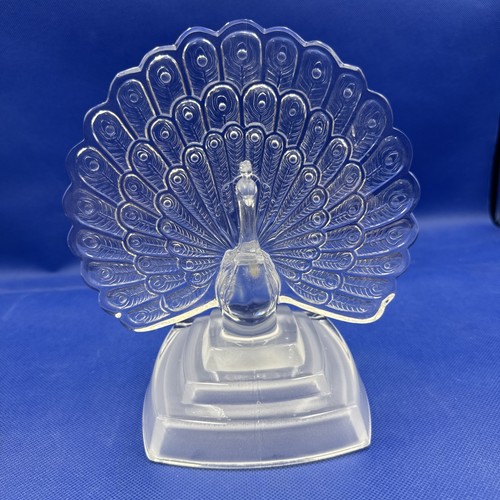 Crystal glass peacock figurine - glass,