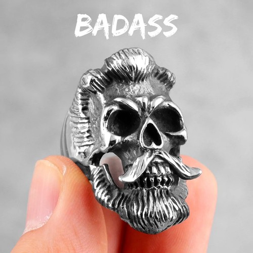 Big gothic badass skull ring - gothic,