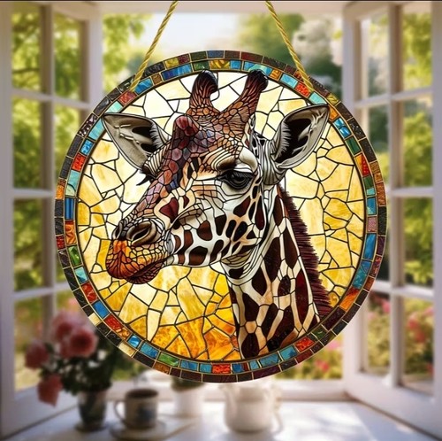 Giraffe suncatcher stained - suncatcher,