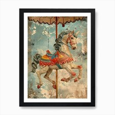 Carousel Horse Kitsch Collage