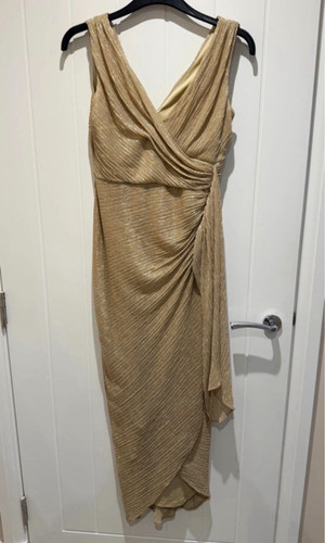 Debut gold ruched wrap midi - gold,