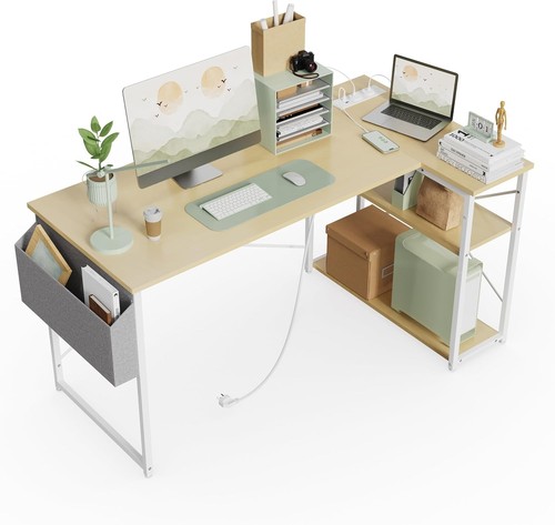Small shaped desk with power - l,
