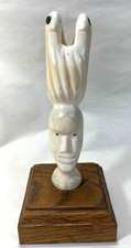 Vintage Greenlandic Eskimo Inuit  carved stacked Tupilak ?  figure w/ wood stand