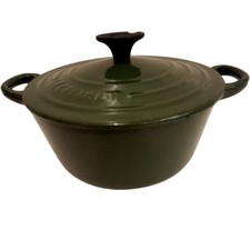 Le Creuset Cast Iron French Oven Pot Green Enamel 18cm Vintage Kitchenware