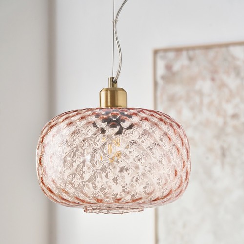 Oval glass pendant light - oval, rose