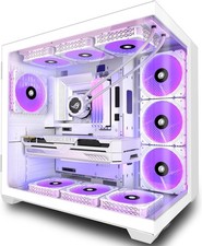 PC CASE ATX 9 PWM ARGB Fans Pre-Installed, Mid-Tower Gaming PC Case,270° Pano...