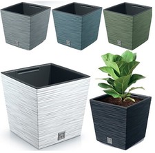 Planter Flower Plant Square Modern Look Low Pot Indoor Outdoor Garden Decor