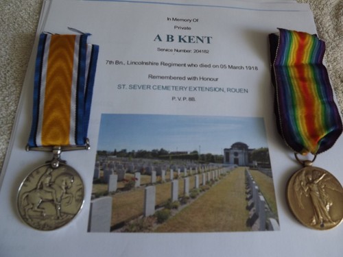 Pair ww1 medals lincolnshire - ww1,