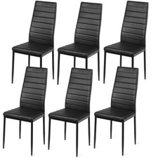 COSTWAY Set of 6 Dining Chairs Padded Seat High Back Armless Accent Chairs Black