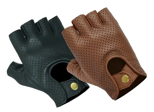Real leather fingerless gloves - real,