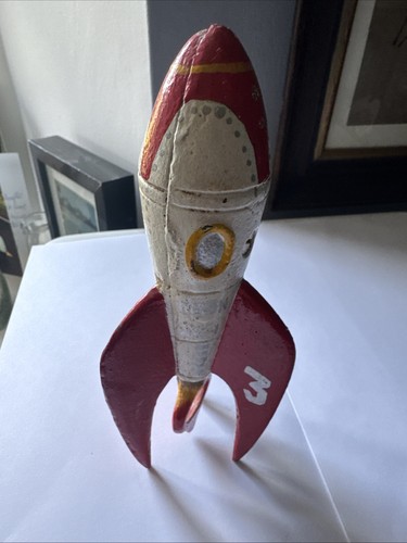Red white rocket model made - red,
