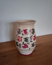 1930s Crown Ducal Oyster Vase Abstract Pink & Green Pattern by Charlotte Rhead