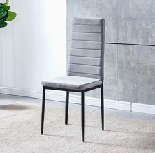 Furniture Grey Dining Room Chair Set of 2 Velvet Fabric Kitchen Chairs