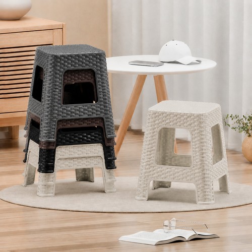 Plastic rattan stool - plastic,