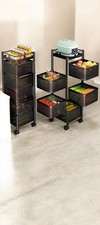 Vegetable Shelf Rack Tier Mobile Kitchen Utility Rotating Storage 6 Cart Trolley