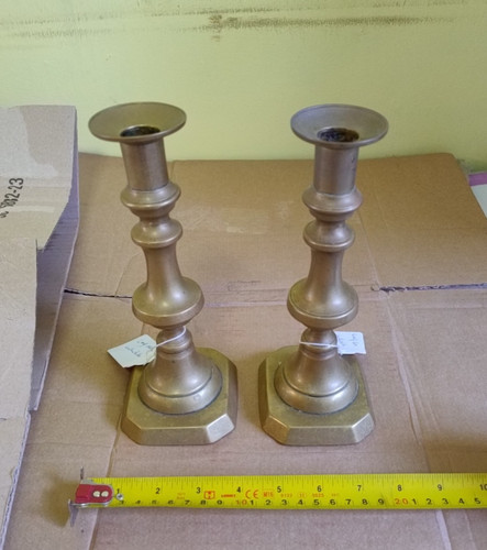 Antique brass candle sticks - antique,
